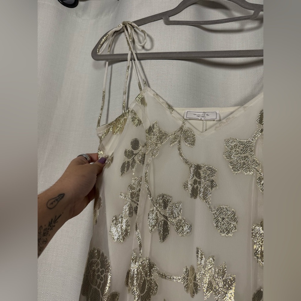 Sage The Label Afterglow Lurex Metallic Midi Dress in White Champagne Small - Picture 11 of 15